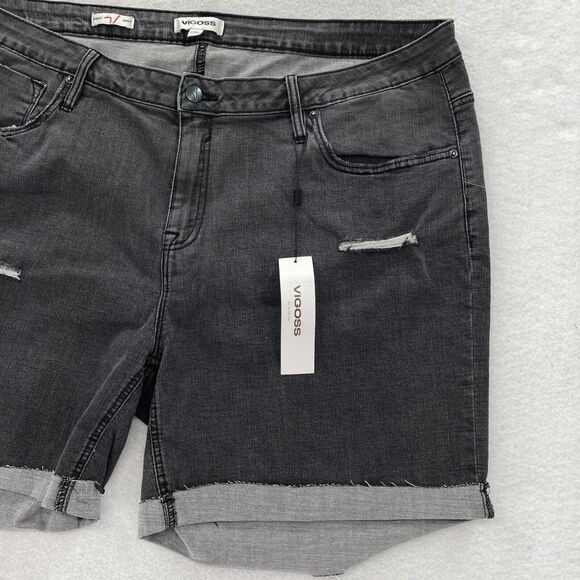 VIGOSS Marley Shorts Women's Plus 22W‎ Black Stretch Denim Distressed Mid Rise - Picture 3 of 11